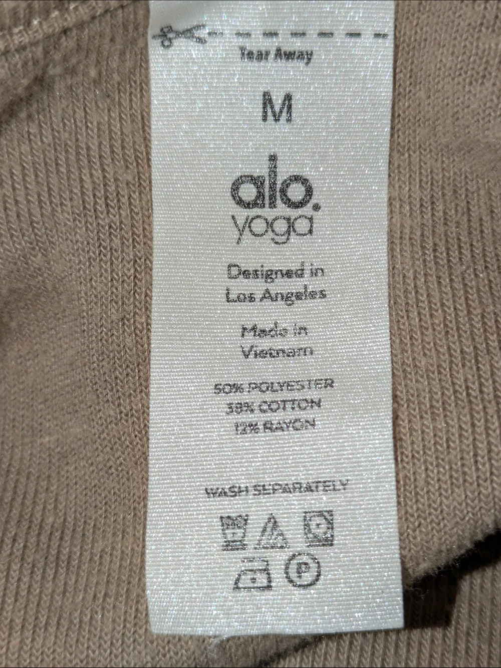 Alo Yoga Triumph Fleece Hoodie M Taupe Beige Zip Pocket Pullover